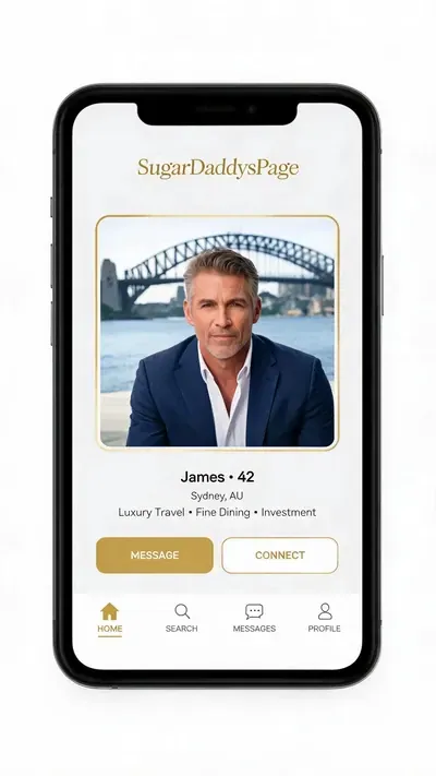SugarDaddysPage sugar daddy app on mobile showing profile matching screen